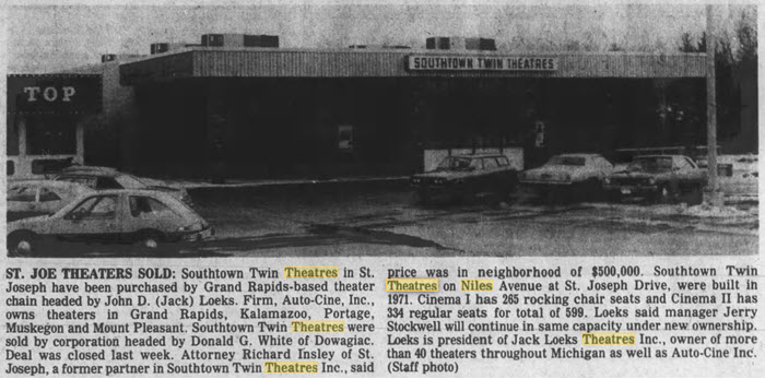 Southtown Twin Theatres - 13 Dec 1978 Article